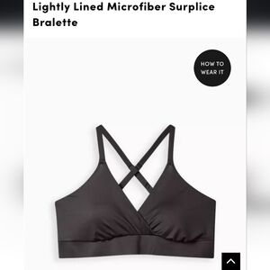 Black Microfiber Surplice Bralette